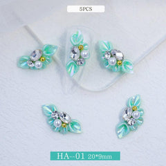 3D Nail Charms Resin Flower with Pearls Nail Art Jewelry