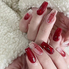 5D Embossed Nail Art Stickers Red Butterfly Decal