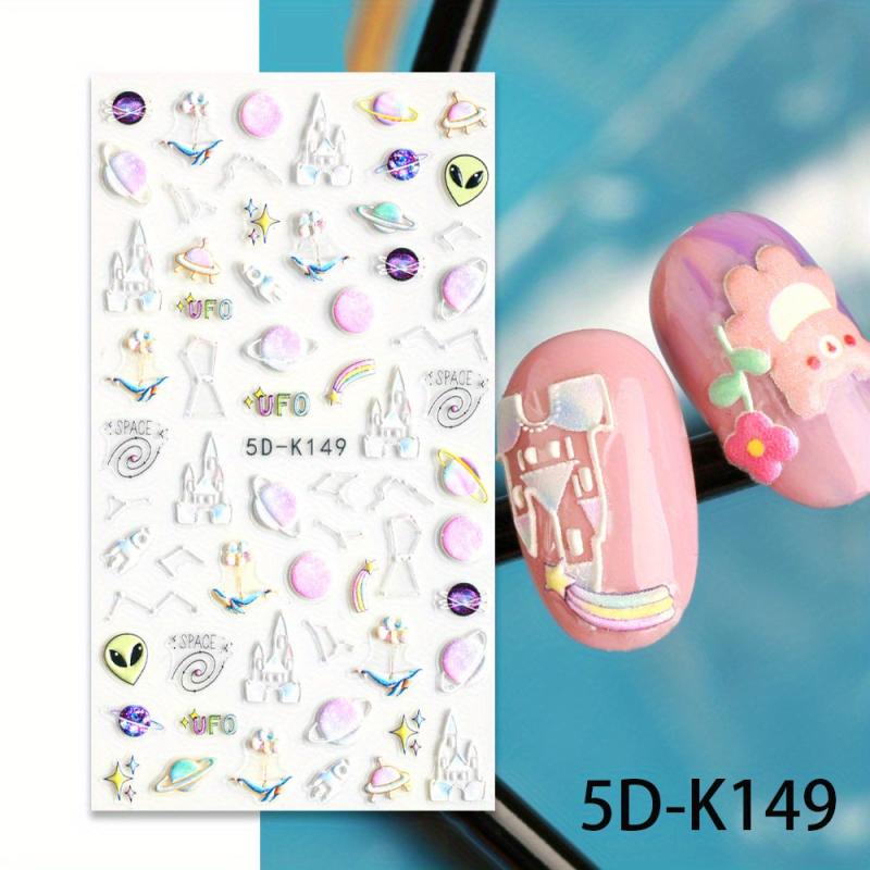 Bunny & Unicorn Nail Stickers for Women 5D Embossed Cartoon Nail Art Decals