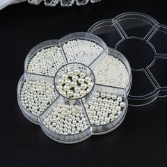 7 Grids Beige Flatback Nail Pearls For Nail Art Decoration