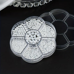 7 Grids Beige Flatback Nail Pearls For Nail Art Decoration
