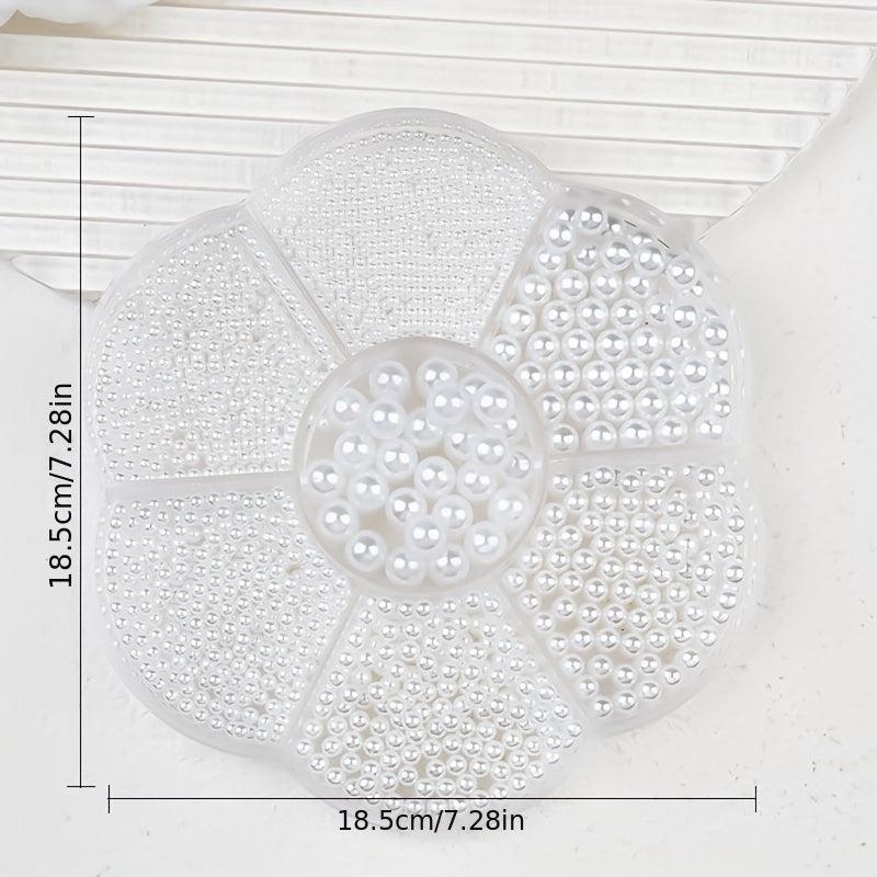 7 Grids Beige Flatback Nail Pearls For Nail Art Decoration