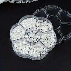 7 Grids Beige Flatback Nail Pearls For Nail Art Decoration