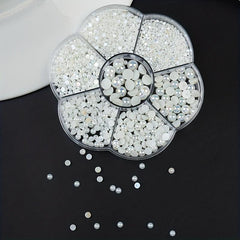 7 Grids Beige Flatback Nail Pearls For Nail Art Decoration