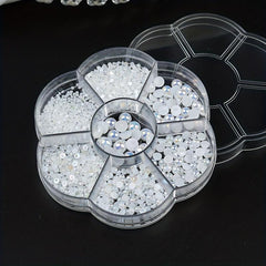 7 Grids Beige Flatback Nail Pearls For Nail Art Decoration