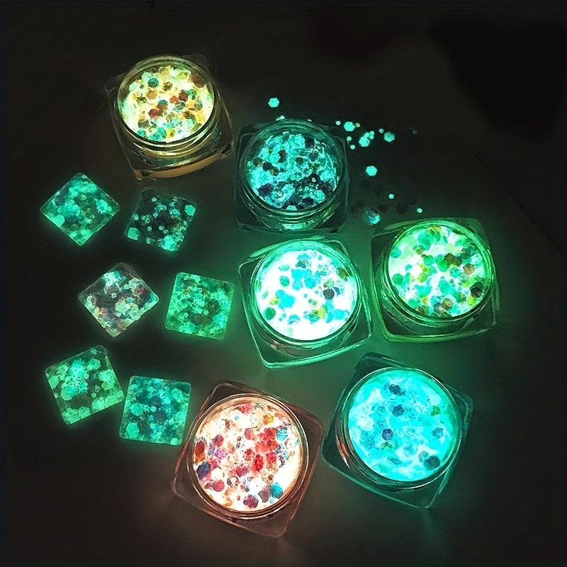 Glow Dark Glitter Sequins Nail Art DIY Decorations Sparkle Shine