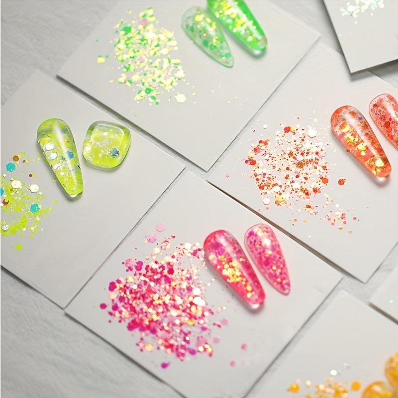Glow Dark Glitter Sequins Nail Art DIY Decorations Sparkle Shine