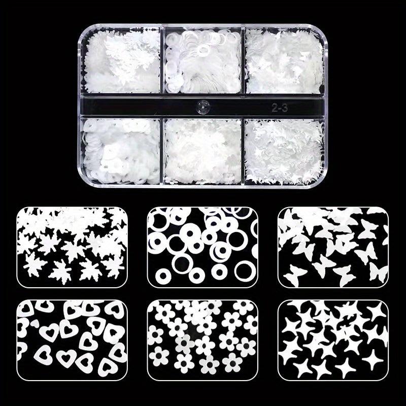 6 Grids Butterfly Nail Glitter Sequins for 3D Manicure Decoration
