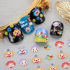 3pcs 5D Embossed Clown Nail Art Stickers - DIY Nail Salons - Self Adhesive