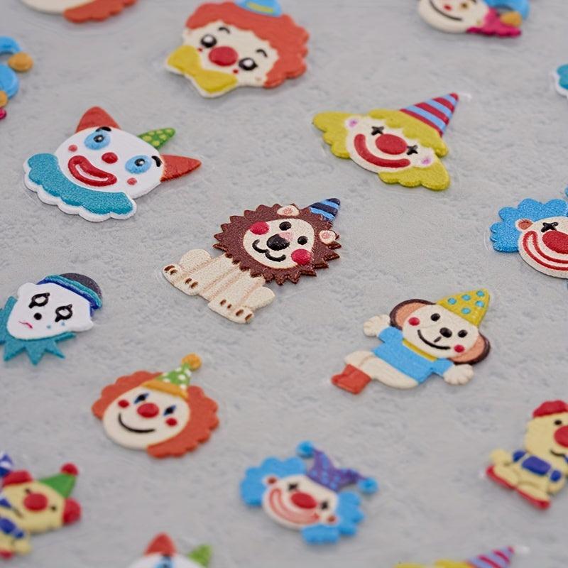 3pcs 5D Embossed Clown Nail Art Stickers - DIY Nail Salons - Self Adhesive