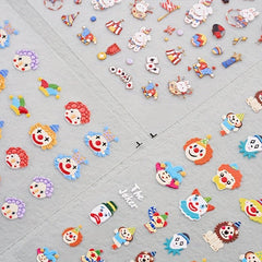3pcs 5D Embossed Clown Nail Art Stickers - DIY Nail Salons - Self Adhesive