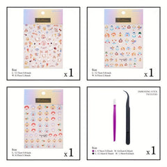 3pcs 5D Embossed Clown Nail Art Stickers - DIY Nail Salons - Self Adhesive