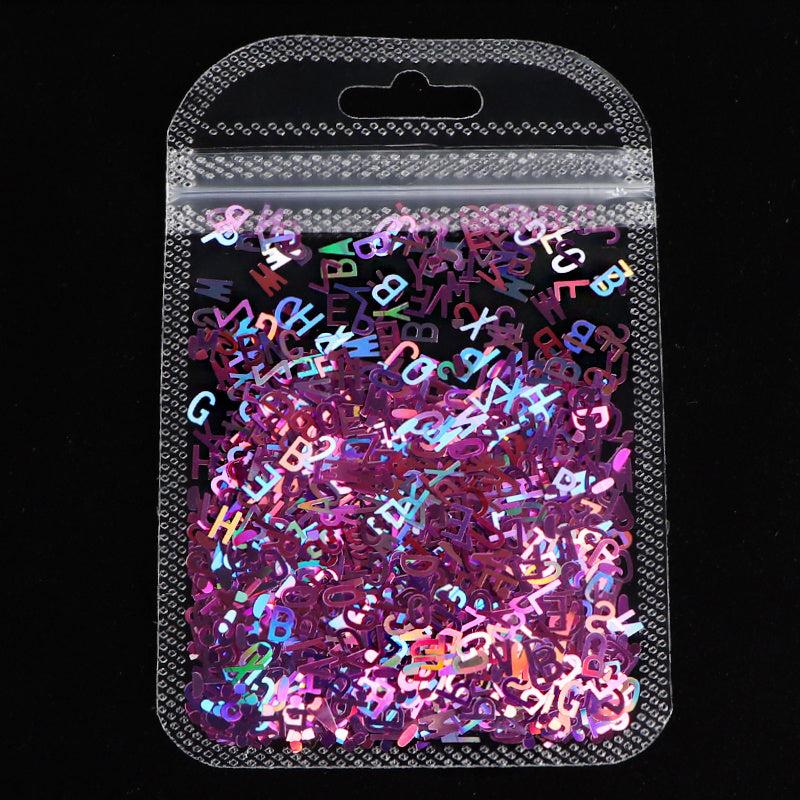 Holographic Glitter Laser Letters 3D Nail Art Decorations