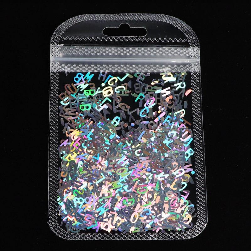 Holographic Glitter Laser Letters 3D Nail Art Decorations