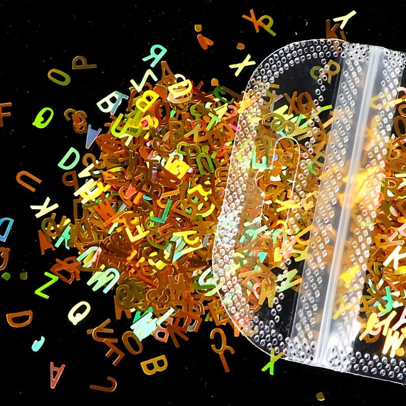 Holographic Glitter Laser Letters 3D Nail Art Decorations