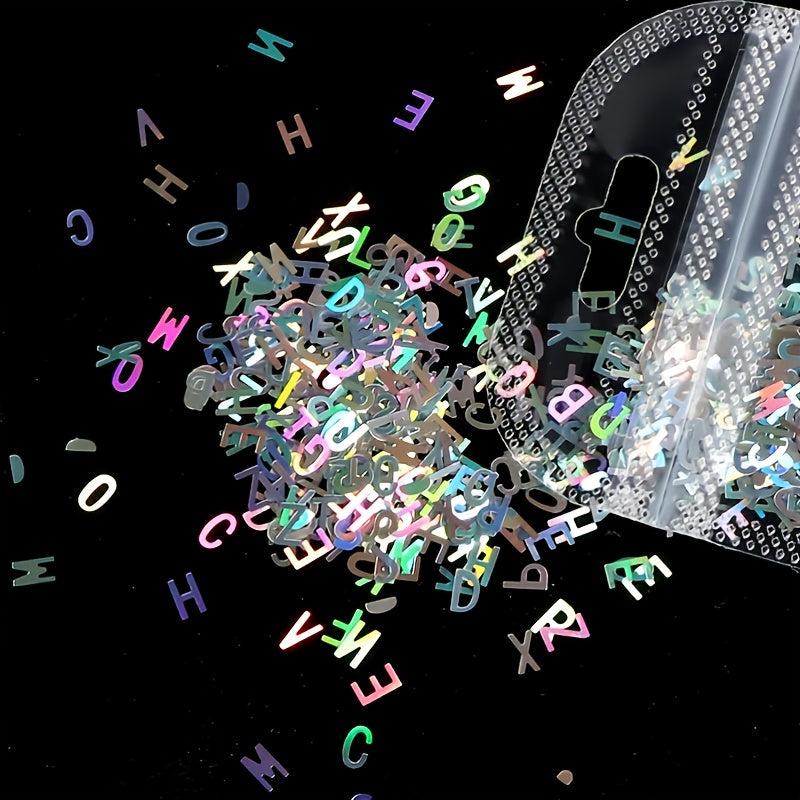 Holographic Glitter Laser Letters 3D Nail Art Decorations