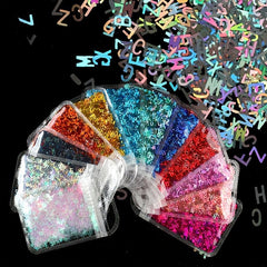 Holographic Glitter Laser Letters 3D Nail Art Decorations