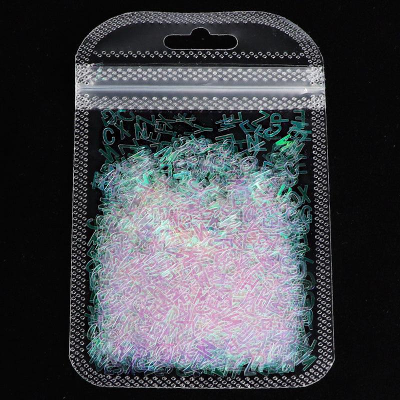 Holographic Glitter Laser Letters 3D Nail Art Decorations