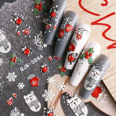 Christmas Nail Art Stickers Decals Snowflake Santa Claus Elk Bell Nail Decals