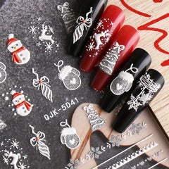 Christmas Nail Art Stickers Decals Snowflake Santa Claus Elk Bell Nail Decals