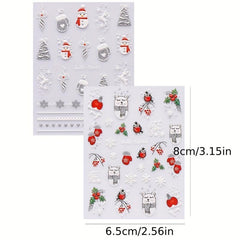 Christmas Nail Art Stickers Decals Snowflake Santa Claus Elk Bell Nail Decals