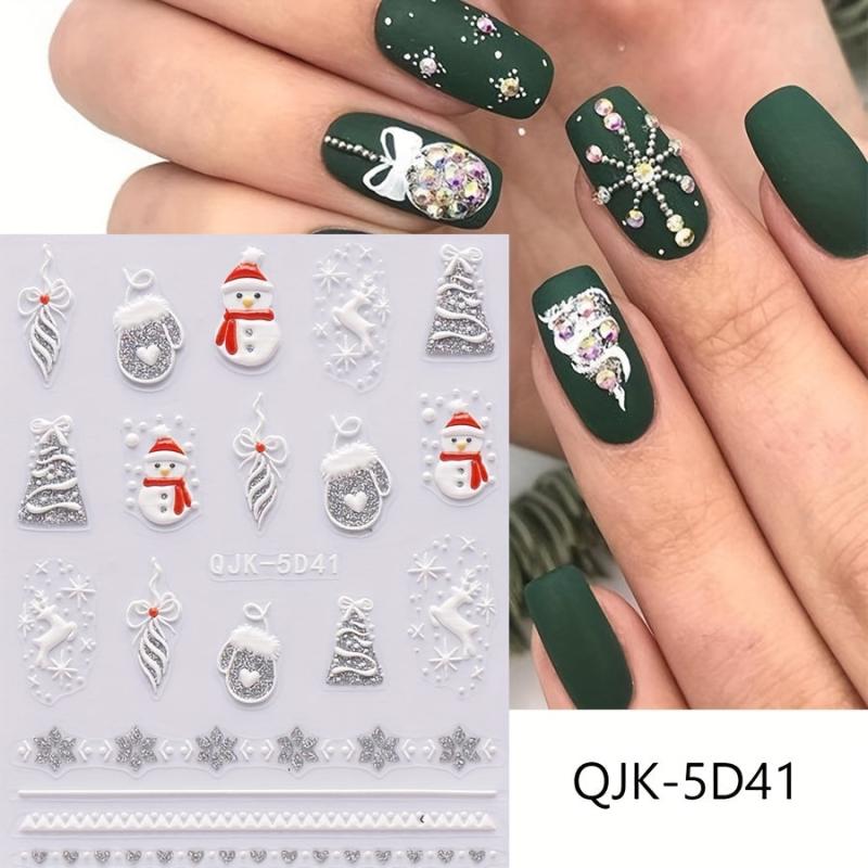 Christmas Nail Art Stickers Decals Snowflake Santa Claus Elk Bell Nail Decals