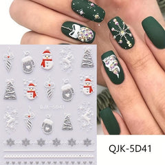 Christmas Nail Art Stickers Decals Snowflake Santa Claus Elk Bell Nail Decals