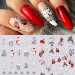 Christmas Nail Art Stickers Decals Snowflake Santa Claus Elk Bell Nail Decals