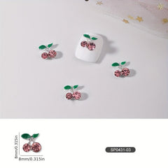 10pcs 3D Cherry Nail Art Rhinestone Metal Cherry Nail Art Accessories