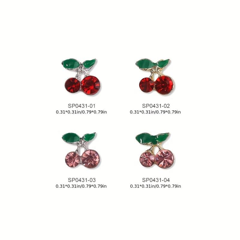 10pcs 3D Cherry Nail Art Rhinestone Metal Cherry Nail Art Accessories