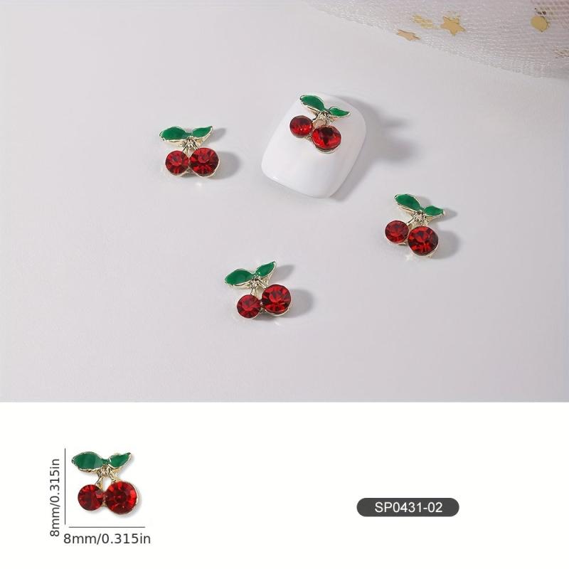 10pcs 3D Cherry Nail Art Rhinestone Metal Cherry Nail Art Accessories