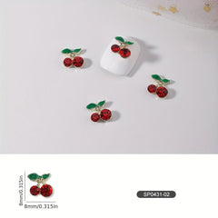 10pcs 3D Cherry Nail Art Rhinestone Metal Cherry Nail Art Accessories