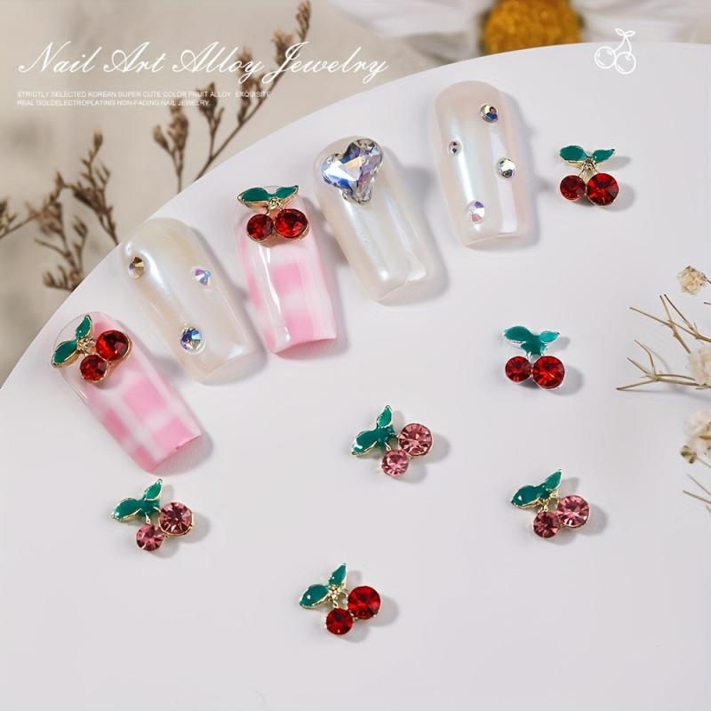 10pcs 3D Cherry Nail Art Rhinestone Metal Cherry Nail Art Accessories