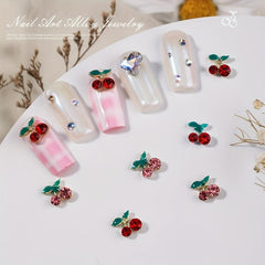 10pcs 3D Cherry Nail Art Rhinestone Metal Cherry Nail Art Accessories