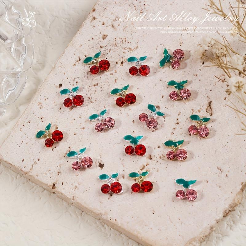 10pcs 3D Cherry Nail Art Rhinestone Metal Cherry Nail Art Accessories
