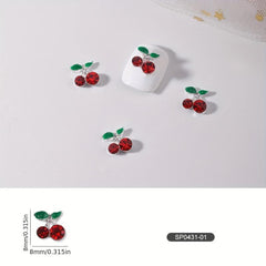 10pcs 3D Cherry Nail Art Rhinestone Metal Cherry Nail Art Accessories