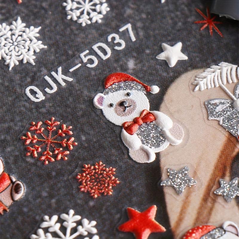 2pcs Christmas Nail Art Stickers Decals Snowflake Santa Elk Bell Xmas Nail Decal