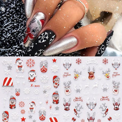 2pcs Christmas Nail Art Stickers Decals Snowflake Santa Elk Bell Xmas Nail Decal