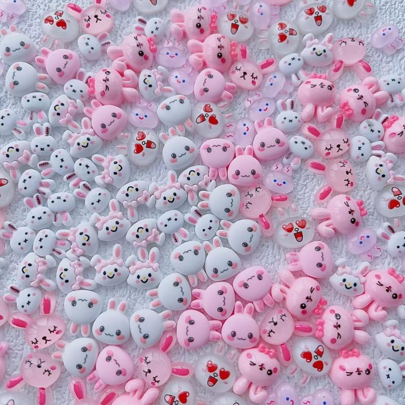 20pcs Cartoon Rabbit Nail Art Charms Resin Jewelry DIY Nail Art Decor