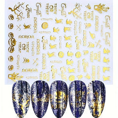 Halloween Nail Art Stickers 3D Pumpkin Witch Spider Bat Nail Decals