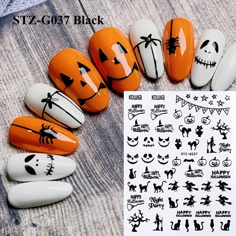 Halloween Nail Art Stickers 3D Pumpkin Witch Spider Bat Nail Decals