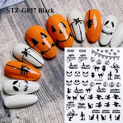 Halloween Nail Art Stickers 3D Pumpkin Witch Spider Bat Nail Decals