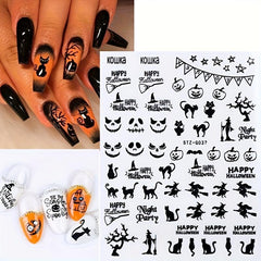 Halloween Nail Art Stickers 3D Pumpkin Witch Spider Bat Nail Decals