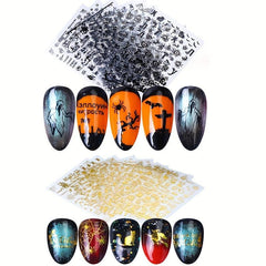 Halloween Nail Art Stickers 3D Pumpkin Witch Spider Bat Nail Decals