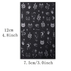 6pcs Moon Sun Star Snake Nail Art Stickers Geometric Line Nail Art Decals