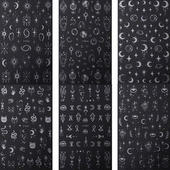 6pcs Moon Sun Star Snake Nail Art Stickers Geometric Line Nail Art Decals