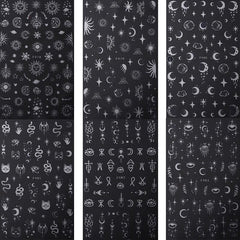6pcs Moon Sun Star Snake Nail Art Stickers Geometric Line Nail Art Decals
