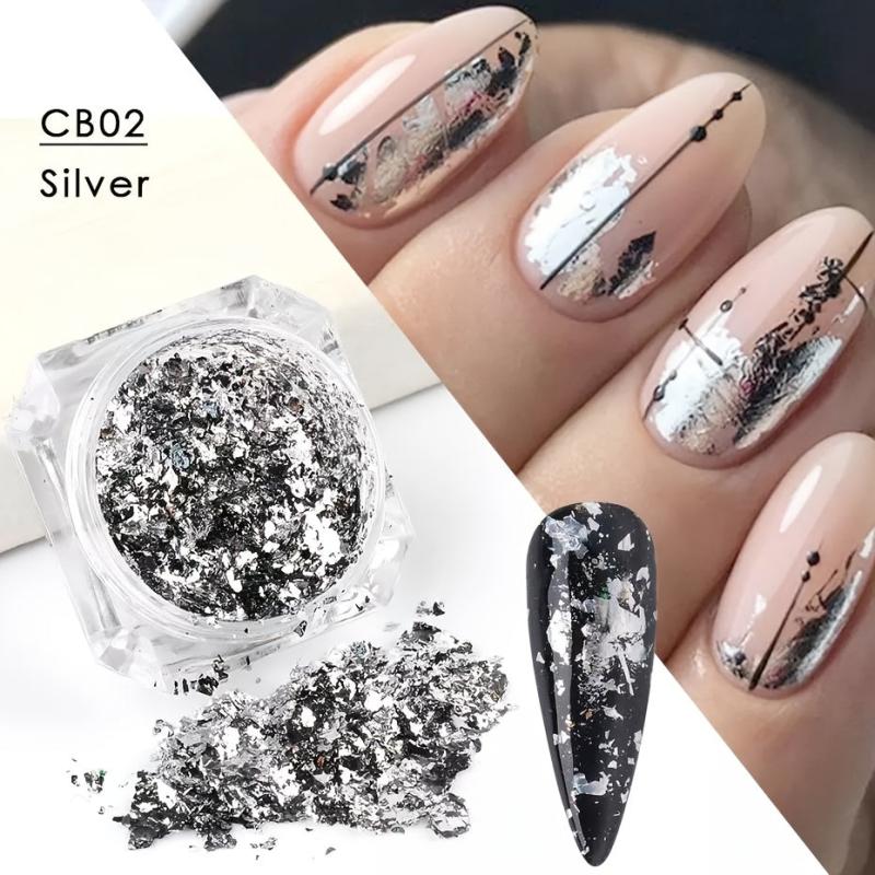 Holographic Foil Nails Art 3D Flakes Sequins DIY Manicure Decal