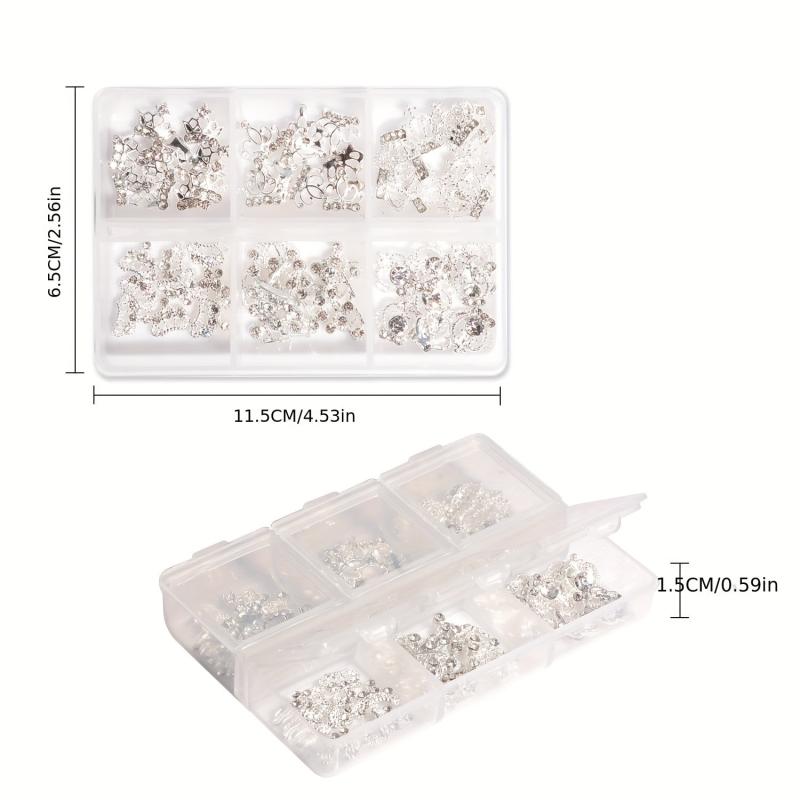 60pcs 3D Mixed Crown Shape Nail Charms Crystal Alloy Nail Art Jewelry