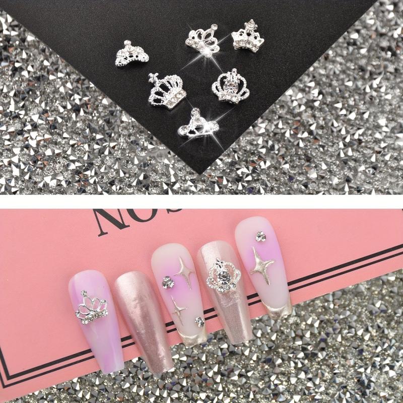 60pcs 3D Mixed Crown Shape Nail Charms Crystal Alloy Nail Art Jewelry
